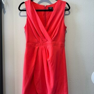Oasis Coral-Red Sleeveless Wrap Midi Dress